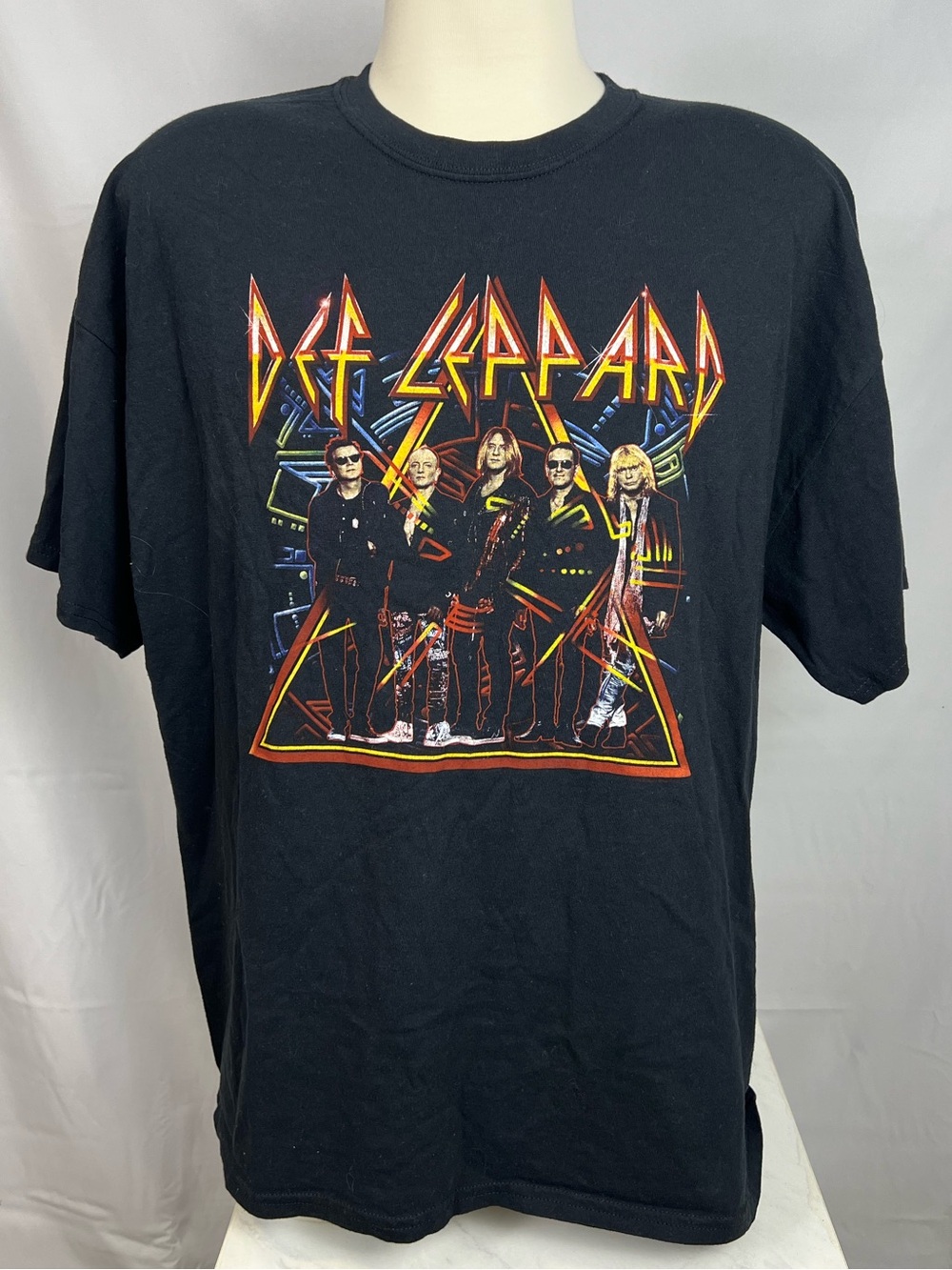 2019 Tour Black Def Leppard Graphic Tee with Red & Yellow Accents